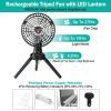 Foldable Camping Fan with Emergency Power Bank 270° Oscillating Rechargeable Tripod Fan for Hiking Fishing Personal Desk Fan with 4 Speeds 3 Brightnes