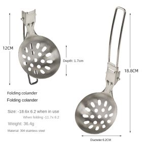 Outdoor folding frying spatula camping portable 304 stainless steel rice spatula barbecue picnic tableware hiking travel funnel (Select: Stainless steel funnel)