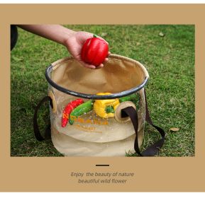 30L Outdoor folding bucket camping self-driving portable barbecue dishwashing bucket telescopic fishing bucket (Select: Outdoor folding bucket-Khaki)