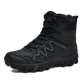 Outdoor Men Hiking Shoes Waterproof Breathable Tactical Combat Army Boots Desert Training Sneakers Anti-Slip Mens Military Boots (Color: Black, size: 41.0)