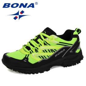 BONA 2022 New Designers Popular Sneakers Hiking Shoes Men Outdoor Trekking Shoes Man Tourism Camping Sports Hunting Shoes Trendy (Color: Charcoal grey Fgreen, size: 9.5)