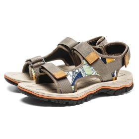 Men Fashion Sandals 2022 Summer Man Beach Sandals Moutain Hiking Sandals Plus Size 47 Outdoor Casual Shoes Non-slip Aqua Shoes (Color: Khaki, size: 44.0)