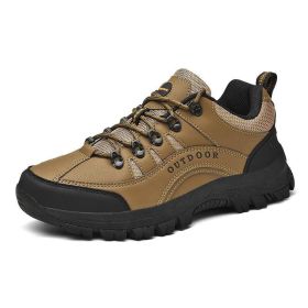 Outdoor Men Treking Shoes Breathable Climbing Hiking Sneakers Men Trainers Comfortable Walking Casual Shoes Men Camping Shoes (Color: Brown, size: 43.0)