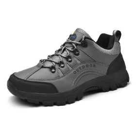 Outdoor Men Treking Shoes Breathable Climbing Hiking Sneakers Men Trainers Comfortable Walking Casual Shoes Men Camping Shoes (Color: Gray, size: 46.0)