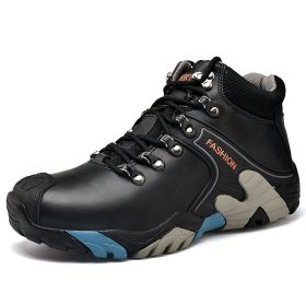 High quality Men's Hiking Shoes Outdoor High top Hunting Boots Men Genuine Leather Comfortable Trekking Boots (Color: Black -A2027, size: 44.0)