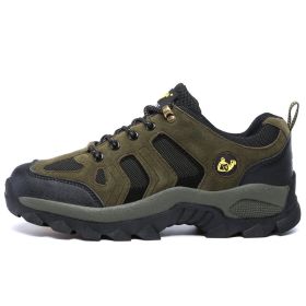 Waterproof Mens Hiking Sneakers Mountain Climbing Shoes Men Outdoor Trekking Sport Shoes Men Non-Slip Hunting Trekking Boots (Color: Army Green, size: 47.0)