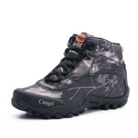 NEW Camo Tactical Boots Men Waterproof Military Tactical Boots Outdoor Combat Shoes Trekking Sneakers Man Hiking Hunting Boots (Color: Black, size: 39.0)