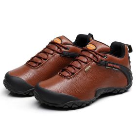 High Quality Unisex Hiking Shoes Autumn Winter genuine leather Outdoor Mens women Sport Trekking Mountain Athletic Shoes (Color: Ivory, size: 41.0)