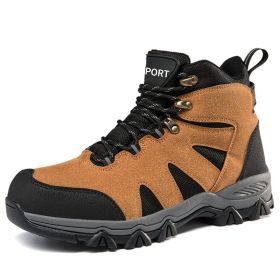 Men's Outdoor Hiking Shoes Mountaineer Climbing Sneakers Waterproof Tactical Hiking Shoes Men Camping Walking Boots (Color: Orange, size: 44.0)