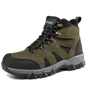 Men's Outdoor Hiking Shoes Mountaineer Climbing Sneakers Waterproof Tactical Hiking Shoes Men Camping Walking Boots (Color: Green, size: 46.0)