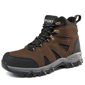 Men's Outdoor Hiking Shoes Mountaineer Climbing Sneakers Waterproof Tactical Hiking Shoes Men Camping Walking Boots (Color: Auburn, size: 40.0)