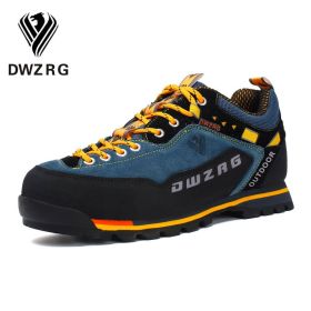 DWZRG Waterproof Hiking Shoes Mountain Climbing Shoes Outdoor Hiking Boots Trekking Sport Sneakers Men Hunting Trekking (Color: Blue Yellow, size: 46.0)