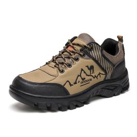 Outdoor Trekking Shoes Men Hiking Shoes Waterproof Non Slip Climbing Camping Trekking Men Sneakers (Color: Gold, size: 41.0)