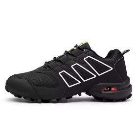 Men's comfortable sneakers wear shoes walking shoes mesh material men's hiking shoes non-slip outdoor sports shoes (Color: Black, size: 7.0)