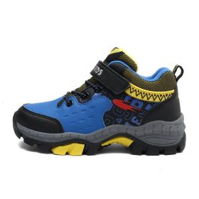 FLARUT Kids Winter Hiking Shoes Boys Waterproof Warm Thin Cotton Shoes Soft Non-slip Outdoor Sport Running Shoes Autumn Winter (Color: blue snow boot boy, size: 3.0)