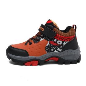 FLARUT Kids Winter Hiking Shoes Boys Waterproof Warm Thin Cotton Shoes Soft Non-slip Outdoor Sport Running Shoes Autumn Winter (Color: orange snow boot boy, size: 3.0)