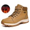 Brand Winter Leather Men Boots Plush Warm Men Snow Boots Outdoor Non-slip Hiking Boots Men Winter Shoes Men Sneakers Size 39-48