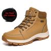 Brand Winter Leather Men Boots Plush Warm Men Snow Boots Outdoor Non-slip Hiking Boots Men Winter Shoes Men Sneakers Size 39-48