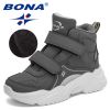 BONA 2022 New Designers Hiking Boots Kids Outdoor Sneakers Boys Girls Ankle Trekking Shoes Children Winter Plush High Top Shoes