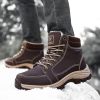 Brand Winter Leather Men Boots Plush Warm Men Snow Boots Outdoor Non-slip Hiking Boots Men Winter Shoes Men Sneakers Size 39-48