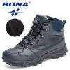 BONA 2022 New Designers Casual Winter Outdoor Snow Shoes Men Fashion Action Leather Plush Warm Boots Man High Top Hiking Shoes