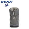 BONA 2022 New Designers Casual Winter Outdoor Snow Shoes Men Fashion Action Leather Plush Warm Boots Man High Top Hiking Shoes