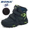 BONA 2020 New Designers Hiking Shoes Non-Slip Sneakers Boys Outdoor Sport Walking Climbing Shoes Kids Ankle Boots Plush Footwear