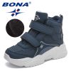 BONA 2022 New Designers Hiking Boots Kids Outdoor Sneakers Boys Girls Ankle Trekking Shoes Children Winter Plush High Top Shoes