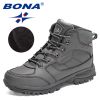 BONA 2022 New Designers Casual Winter Outdoor Snow Shoes Men Fashion Action Leather Plush Warm Boots Man High Top Hiking Shoes