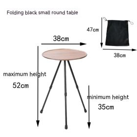 Outdoor Camping Folding Aluminum Alloy Tripod Table (Option: Wood Grain Drawstring Bag)